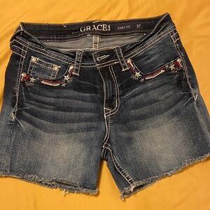 Grace Women's Americana Denim Shorts - Blue